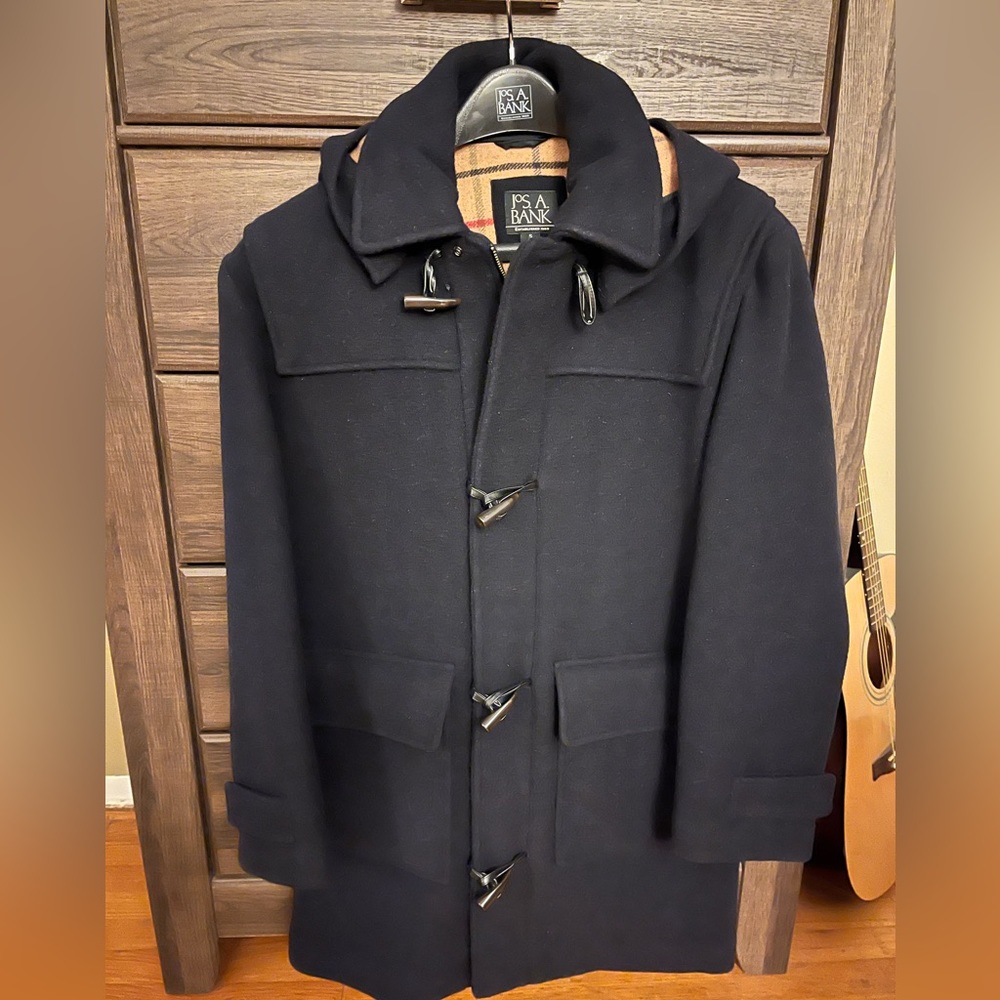 Jos. A. Bank men’s navy wool peacoat with hood small